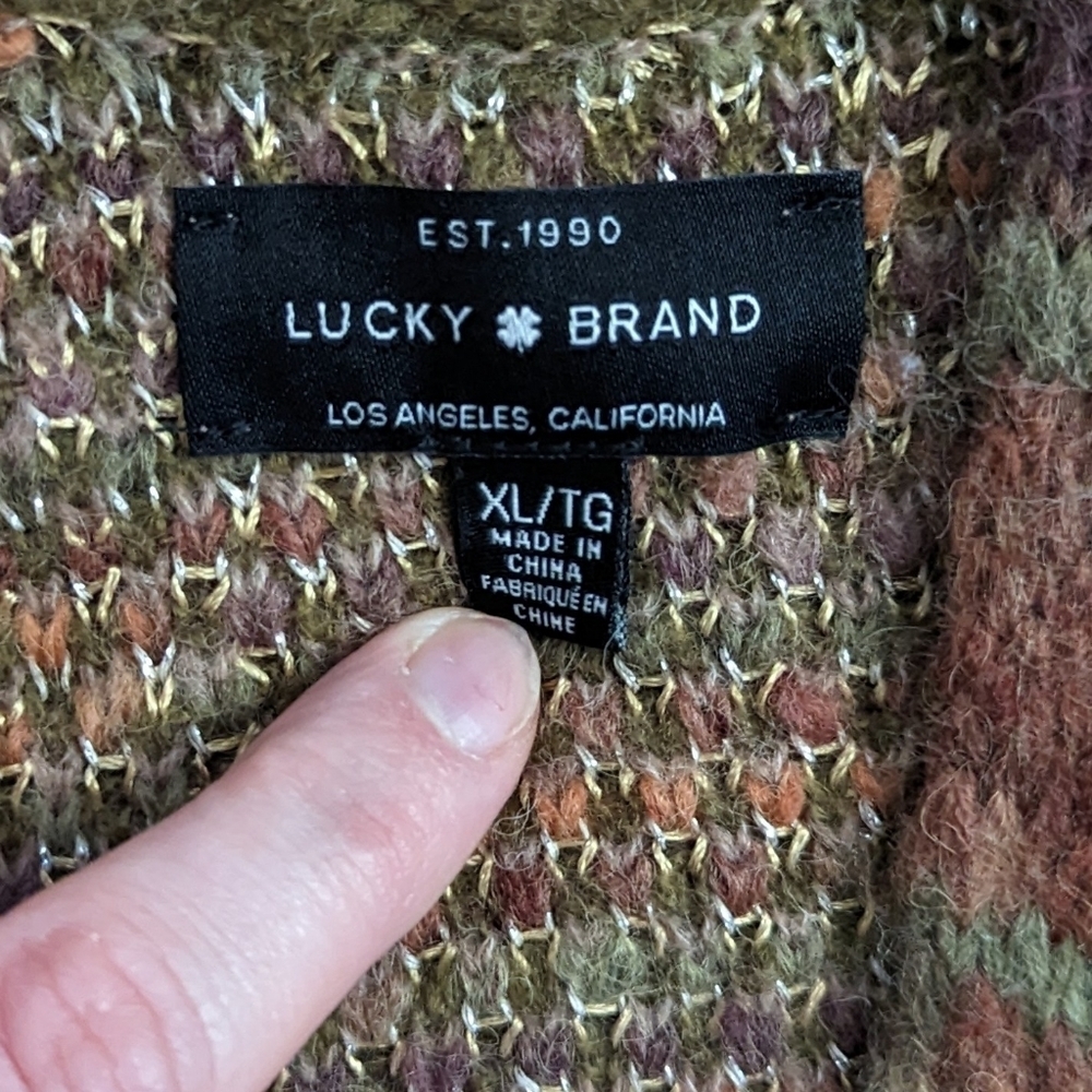 Lucky Brand Aztec Lurex Wool Blend Cardigan XL - Picture 10 of 15